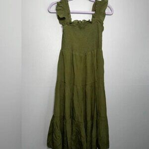 olive green Nanette Lepore  tiered midi/maxi dress - size 2